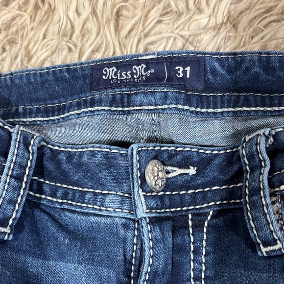 Miss Me Women's Boot Cut Jeans with Black and White Embroidery - Picture 7 of 7